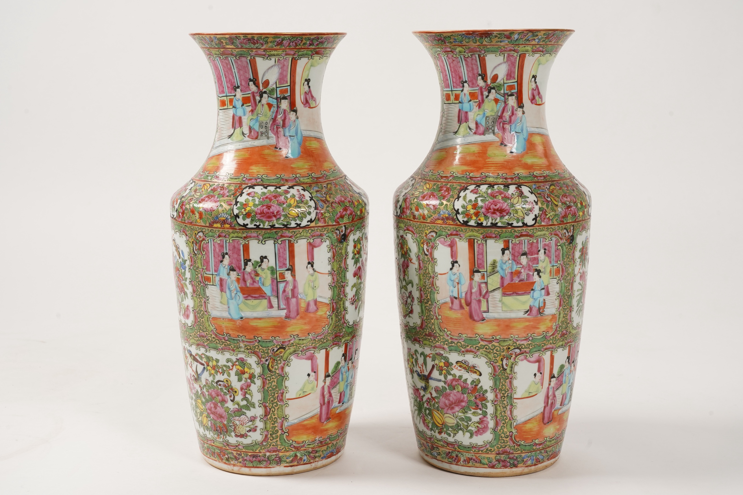 A pair of Chinese famille rose vases, 19th century